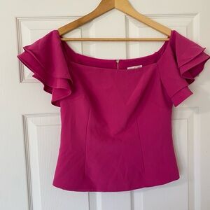 Eliza J Fuchsia Ruffle Sleeve Blouse